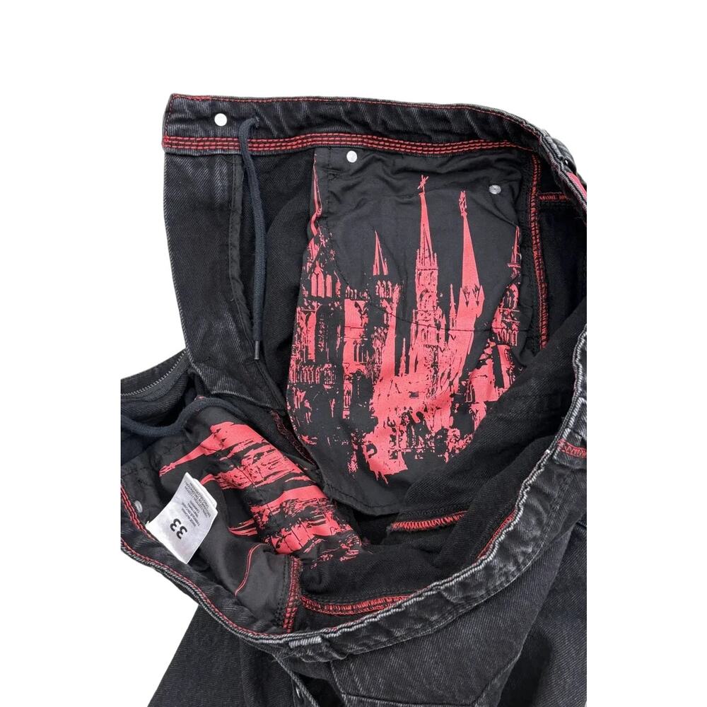 Vitriol Black Denim Cargo Shorts Grommet Straps - Picture 5 of 7